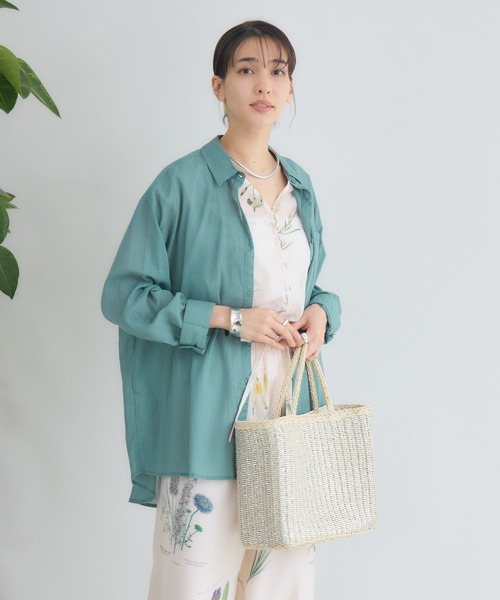 KATHARINE ROSS（キャサリンロス）の「【PILLINI/ピリーニ】マシンウォッシャブル らくケアコットンシャツ（シャツ/ブラウス・レディース・グリーン/オフホワイト/ブラック・MEDIUM）」の17枚目の写真