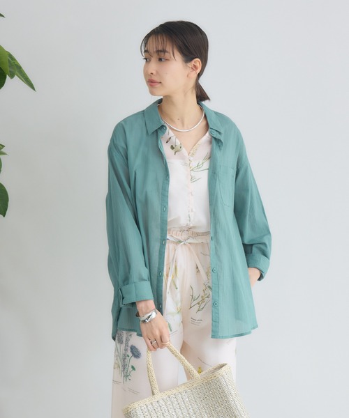 KATHARINE ROSS（キャサリンロス）の「【PILLINI/ピリーニ】マシンウォッシャブル らくケアコットンシャツ（シャツ/ブラウス・レディース・グリーン/オフホワイト/ブラック・MEDIUM）」の16枚目の写真