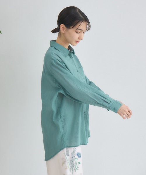 KATHARINE ROSS（キャサリンロス）の「【PILLINI/ピリーニ】マシンウォッシャブル らくケアコットンシャツ（シャツ/ブラウス・レディース・グリーン/オフホワイト/ブラック・MEDIUM）」の14枚目の写真