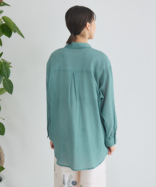 KATHARINE ROSS（キャサリンロス）の「【PILLINI/ピリーニ】マシンウォッシャブル らくケアコットンシャツ（シャツ/ブラウス・レディース・グリーン/オフホワイト/ブラック・MEDIUM）」の13枚目の写真