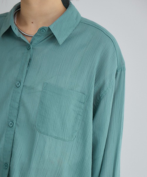 KATHARINE ROSS（キャサリンロス）の「【PILLINI/ピリーニ】マシンウォッシャブル らくケアコットンシャツ（シャツ/ブラウス・レディース・グリーン/オフホワイト/ブラック・MEDIUM）」の4枚目の写真