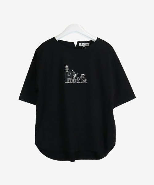 STUDIO PICONE(スタジオピッコーネ)の「裾ラウンド半袖プルオーバー(Tシャツ/カットソー・レディース・ホワイト/ブラック/グリーン・LL/M/L)」の2枚目の写真