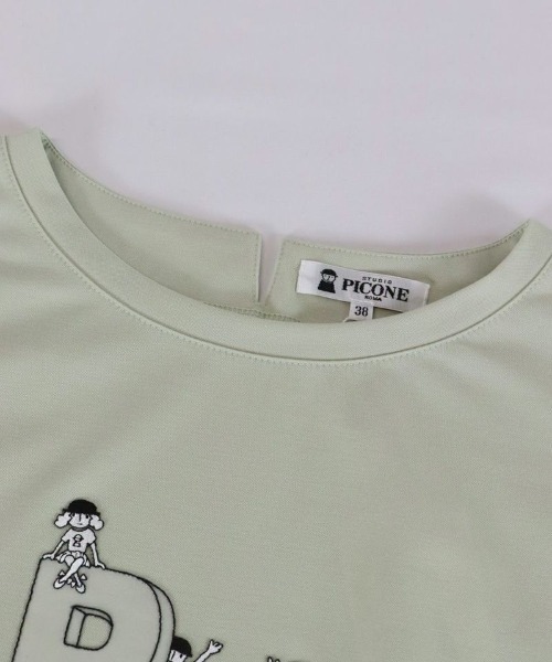 STUDIO PICONE(スタジオピッコーネ)の「裾ラウンド半袖プルオーバー(Tシャツ/カットソー・レディース・ホワイト/ブラック/グリーン・LL/M/L)」の5枚目の写真