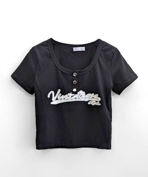 REMUR(レミュール)の「ヘンリーネックロゴプリントTシャツ 半袖(Tシャツ/カットソー・レディース・ホワイト/ブラック/レッド・FREE)」の13枚目の写真
