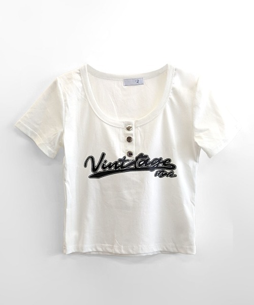 REMUR(レミュール)の「ヘンリーネックロゴプリントTシャツ 半袖(Tシャツ/カットソー・レディース・ホワイト/ブラック/レッド・FREE)」の12枚目の写真