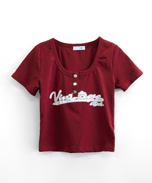 REMUR(レミュール)の「ヘンリーネックロゴプリントTシャツ 半袖(Tシャツ/カットソー・レディース・ホワイト/ブラック/レッド・FREE)」の14枚目の写真