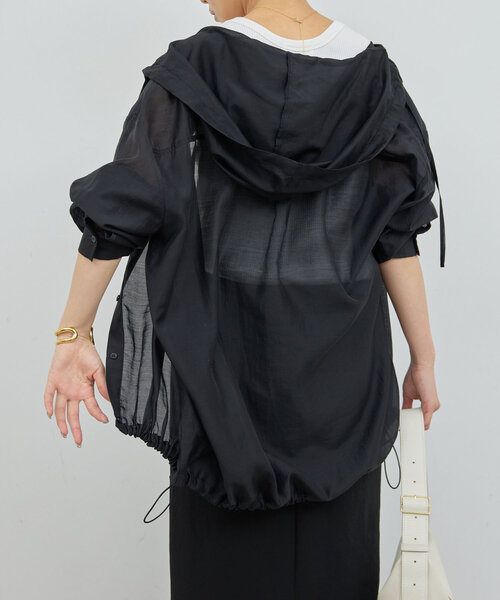 今季完売【新品】GALLARDAGALANTE シアーフーディーシャツ　ブラック 今季完売【新品】GALLARDAGALANTE シアーフーディーシャツ ブラック