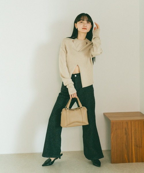 VANNIE U(ヴァニーユー)の「ジャガードセミフレアデニムパンツ(デニムパンツ・レディース・ブラック/ネイビー・LARGE/MEDIUM/SMALL)」の9枚目の写真