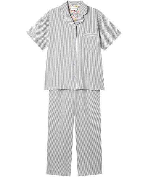 une nana cool(ウンナナクール)の「【綿混】ロンドンストライプ半袖パジャマ MADE WITH LIBERTY FABRIC(ルームウェア/パジャマ・レディース・サックスブルー/グレー/ブルー・M/L)」の1枚目の写真