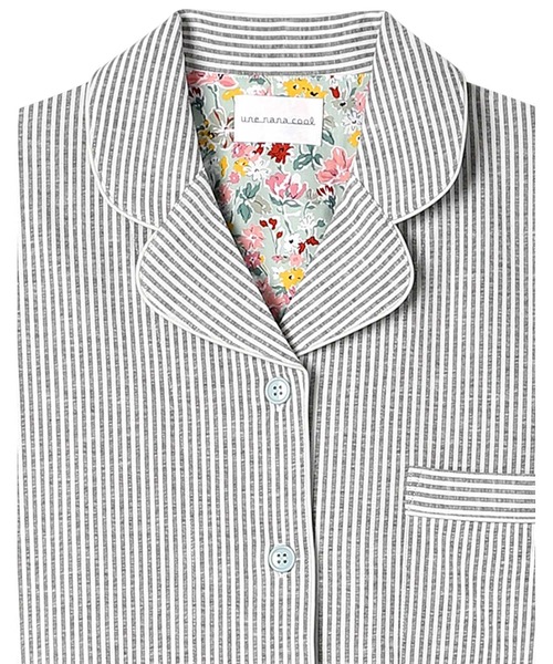 une nana cool(ウンナナクール)の「【綿混】ロンドンストライプ半袖パジャマ MADE WITH LIBERTY FABRIC(ルームウェア/パジャマ・レディース・サックスブルー/グレー/ブルー・M/L)」の4枚目の写真