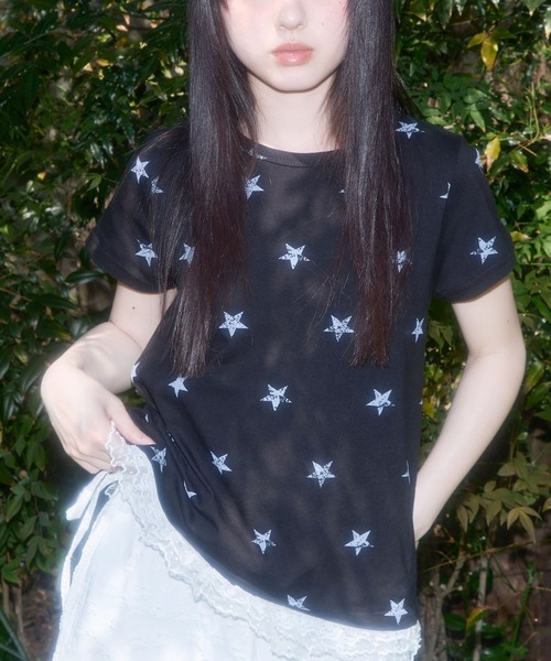 tシャツ FANCY CLUB／レーススターレイヤードＴEE レディース FANCY CLUB／レーススターレイヤードTEE（Tシャツ/カットソー