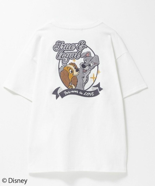 わんわん物語 レディ スキャンプ さがら 刺繍 半袖 tシャツ お揃い 双子 M Disney わんわん物語 レディー＆トランプ / サガラ刺繍Tシャツ