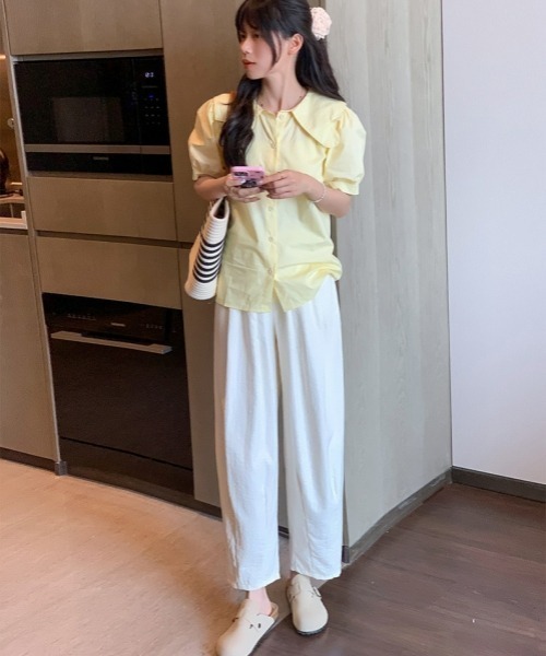 gossip!ロサンゼルス(ゴシップロサンゼルス)の「【Y2Kガーリー】カジュアル9分丈パンツ(チノパンツ・レディース・ピンク/ブルー/オフホワイト・FREE)」の10枚目の写真