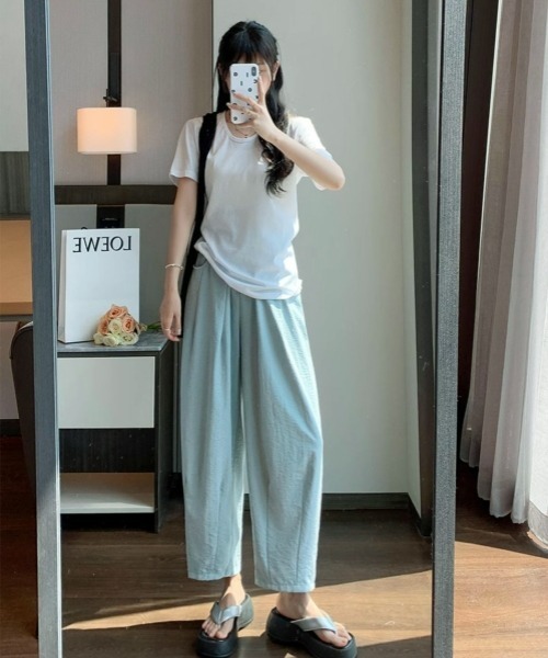 gossip!ロサンゼルス(ゴシップロサンゼルス)の「【Y2Kガーリー】カジュアル9分丈パンツ(チノパンツ・レディース・ピンク/ブルー/オフホワイト・FREE)」の8枚目の写真