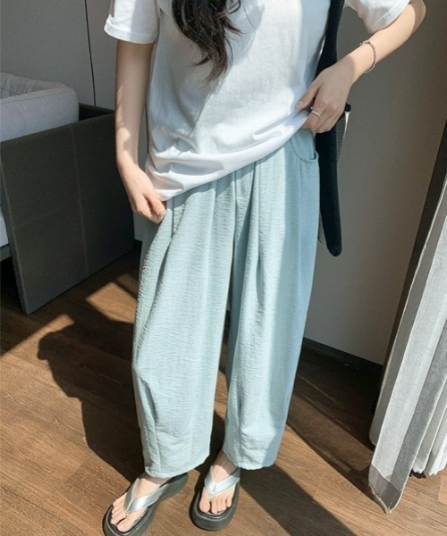 gossip!ロサンゼルス(ゴシップロサンゼルス)の「【Y2Kガーリー】カジュアル9分丈パンツ(チノパンツ・レディース・ピンク/ブルー/オフホワイト・FREE)」の7枚目の写真