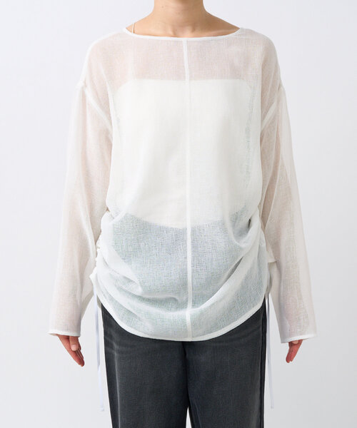 RIVE DROITE（リヴドロワ）の「【リバイバル/体型カバー】リネンタッチドロストブラウス（シャツ/ブラウス・レディース・オフホワイト/グレー/モカ・FREE）」の5枚目の写真