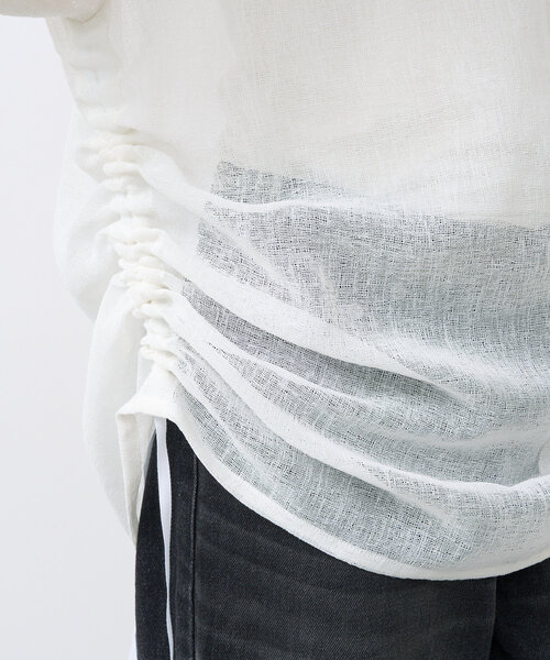 RIVE DROITE（リヴドロワ）の「【リバイバル/体型カバー】リネンタッチドロストブラウス（シャツ/ブラウス・レディース・オフホワイト/グレー/モカ・FREE）」の7枚目の写真
