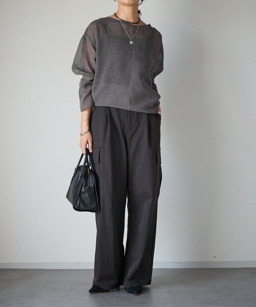 RIVE DROITE（リヴドロワ）の「【リバイバル/体型カバー】リネンタッチドロストブラウス（シャツ/ブラウス・レディース・オフホワイト/グレー/モカ・FREE）」の13枚目の写真