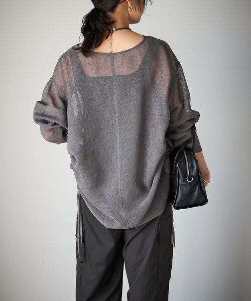 RIVE DROITE（リヴドロワ）の「【リバイバル/体型カバー】リネンタッチドロストブラウス（シャツ/ブラウス・レディース・オフホワイト/グレー/モカ・FREE）」の19枚目の写真