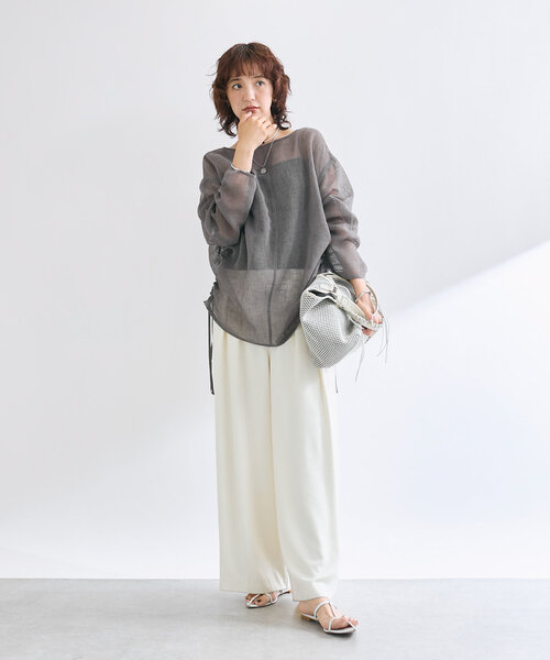 RIVE DROITE（リヴドロワ）の「【リバイバル/体型カバー】リネンタッチドロストブラウス（シャツ/ブラウス・レディース・オフホワイト/グレー/モカ・FREE）」の20枚目の写真