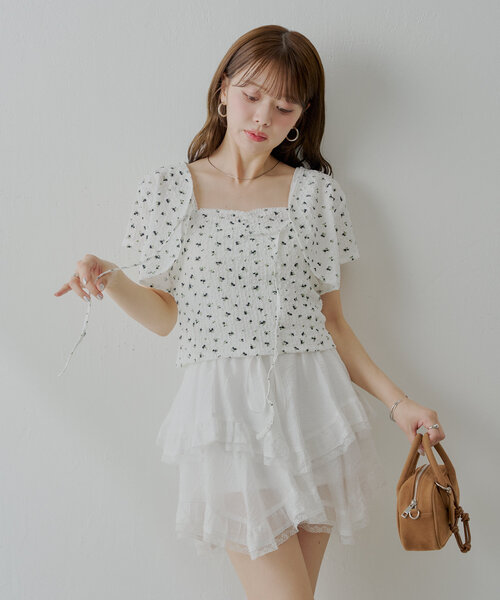 Chico（チコ）の「【SET ITEM】フラワーボレロ+タンクセット（Tシャツ/カットソー・レディース・ブラック/ライトベージュ/ブルー/ホワイト・FREE）」の7枚目の写真