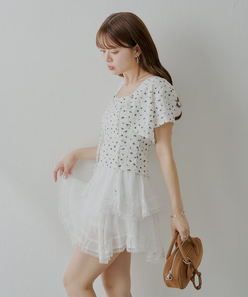 Chico（チコ）の「【SET ITEM】フラワーボレロ+タンクセット（Tシャツ/カットソー・レディース・ブラック/ライトベージュ/ブルー/ホワイト・FREE）」の11枚目の写真