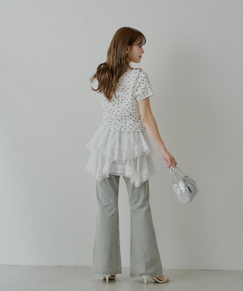 Chico（チコ）の「【SET ITEM】フラワーボレロ+タンクセット（Tシャツ/カットソー・レディース・ブラック/ライトベージュ/ブルー/ホワイト・FREE）」の14枚目の写真