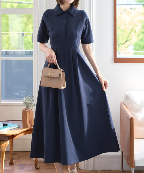セール】フィットアンドフレアポロワンピース（ワンピース）｜KOBE