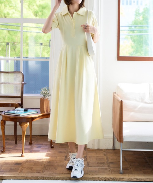 セール】フィットアンドフレアポロワンピース（ワンピース）｜KOBE