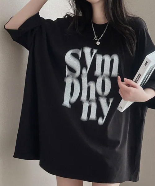 VIVID LADY（ビビッドレディー）の「文字プリント 半袖Tシャツ（Tシャツ/カットソー・レディース・アイボリー/ブラック/チャコールグレー・FREE）」の18枚目の写真