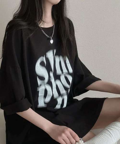 VIVID LADY（ビビッドレディー）の「文字プリント 半袖Tシャツ（Tシャツ/カットソー・レディース・アイボリー/ブラック/チャコールグレー・FREE）」の20枚目の写真