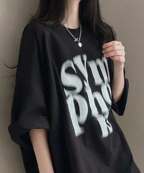 VIVID LADY（ビビッドレディー）の「文字プリント 半袖Tシャツ（Tシャツ/カットソー・レディース・アイボリー/ブラック/チャコールグレー・FREE）」の10枚目の写真