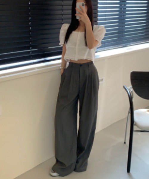 FREE STYLISTS(フリー スタイリスト)の「YUGA_YGMC High waist tuck wide pants(その他パンツ・レディース・グレー/カーキ・M/S)」の22枚目の写真