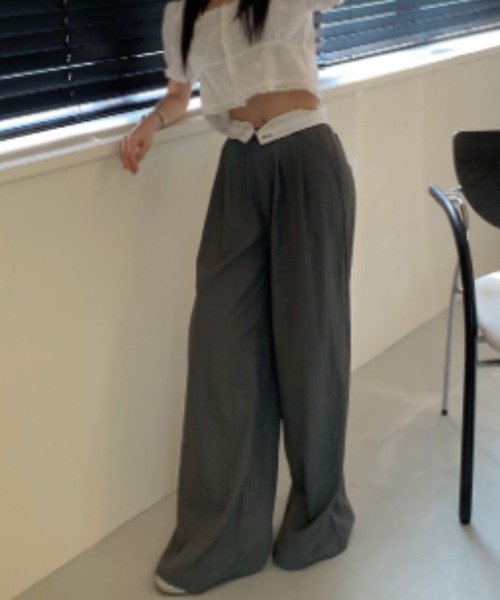FREE STYLISTS(フリー スタイリスト)の「YUGA_YGMC High waist tuck wide pants(その他パンツ・レディース・グレー/カーキ・M/S)」の4枚目の写真