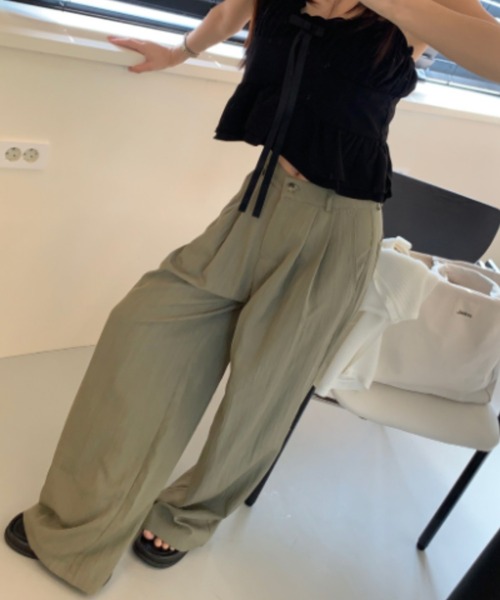 FREE STYLISTS(フリー スタイリスト)の「YUGA_YGMC High waist tuck wide pants(その他パンツ・レディース・グレー/カーキ・M/S)」の9枚目の写真