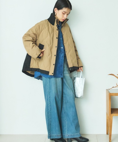 Doux archives(ドゥアルシーヴ)の「【新色追加】スタンドキルティングダウン(ダウンジャケット/コート・レディース・キャメル/ブラック/アイボリー/ホワイト×ブラック・FREE)」の14枚目の写真