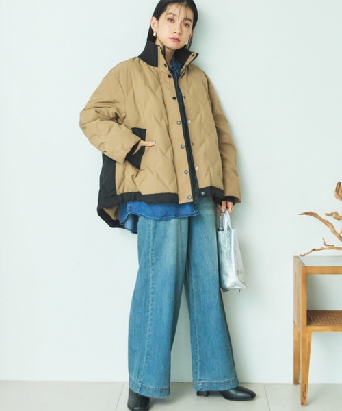 Doux archives(ドゥアルシーヴ)の「【新色追加】スタンドキルティングダウン(ダウンジャケット/コート・レディース・キャメル/ブラック/アイボリー/ホワイト×ブラック・FREE)」の15枚目の写真