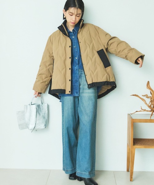 Doux archives(ドゥアルシーヴ)の「【新色追加】スタンドキルティングダウン(ダウンジャケット/コート・レディース・キャメル/ブラック/アイボリー/ホワイト×ブラック・FREE)」の7枚目の写真