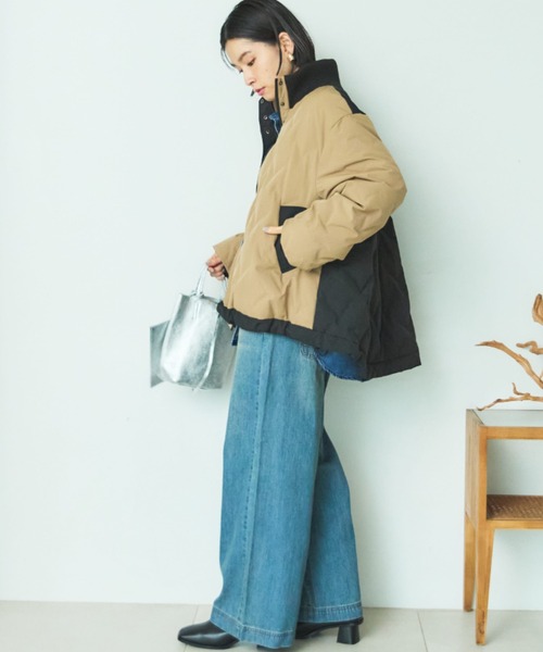 Doux archives(ドゥアルシーヴ)の「【新色追加】スタンドキルティングダウン(ダウンジャケット/コート・レディース・キャメル/ブラック/アイボリー/ホワイト×ブラック・FREE)」の9枚目の写真