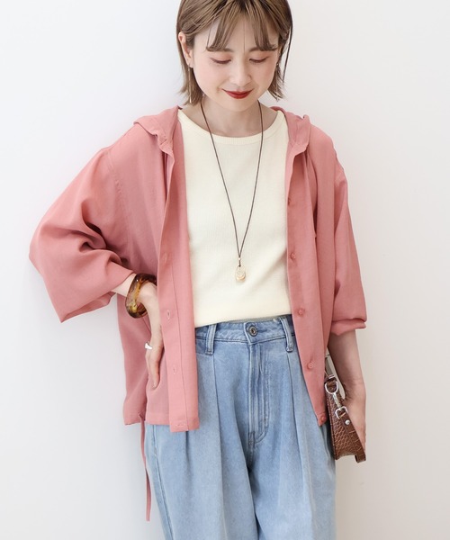 新品 タグ無し シアーフーディーシャツ ベージュ シアーフーディーシャツ[品番：EHEW0049490]｜AMERICAN HOLIC