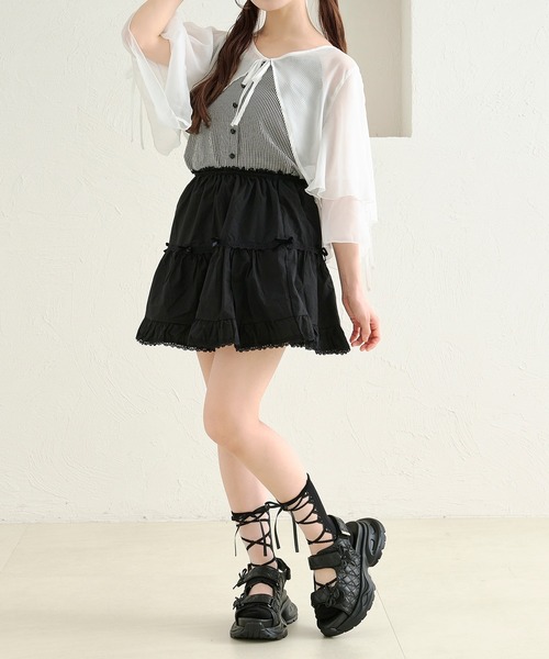 apres jour by あかちゃす（アプレジュールバイアカチャス）の「【あかちゃすコラボアイテム】シアーフリルボレロ（カーディガン/ボレロ・レディース・ホワイト/ライトブルー/ベビーピンク/ライトイエロー・X-LARGE/フリー）」の12枚目の写真