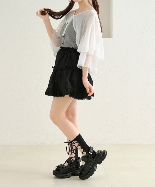 apres jour by あかちゃす（アプレジュールバイアカチャス）の「【あかちゃすコラボアイテム】シアーフリルボレロ（カーディガン/ボレロ・レディース・ホワイト/ライトブルー/ベビーピンク/ライトイエロー・X-LARGE/フリー）」の13枚目の写真