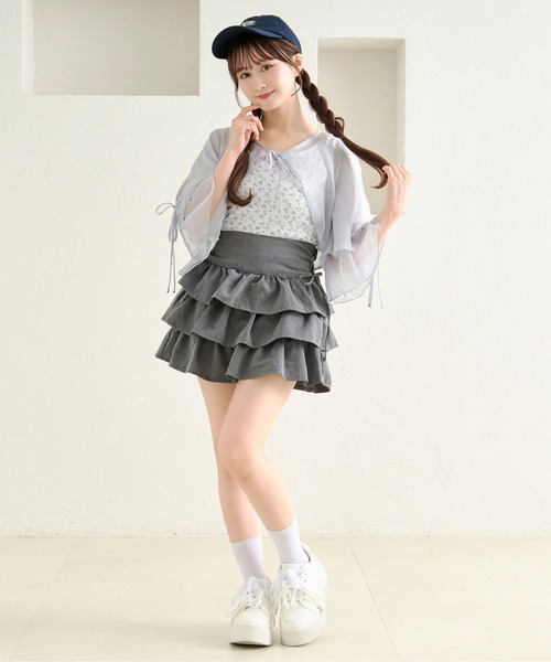 apres jour by あかちゃす（アプレジュールバイアカチャス）の「【あかちゃすコラボアイテム】シアーフリルボレロ（カーディガン/ボレロ・レディース・ホワイト/ライトブルー/ベビーピンク/ライトイエロー・X-LARGE/フリー）」の18枚目の写真