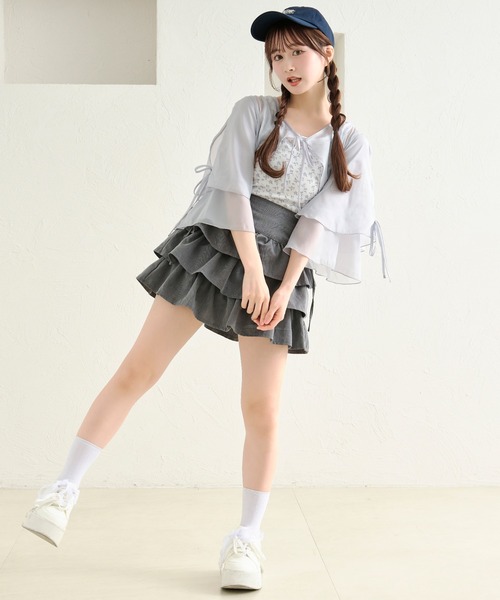 apres jour by あかちゃす（アプレジュールバイアカチャス）の「【あかちゃすコラボアイテム】シアーフリルボレロ（カーディガン/ボレロ・レディース・ホワイト/ライトブルー/ベビーピンク/ライトイエロー・X-LARGE/フリー）」の19枚目の写真