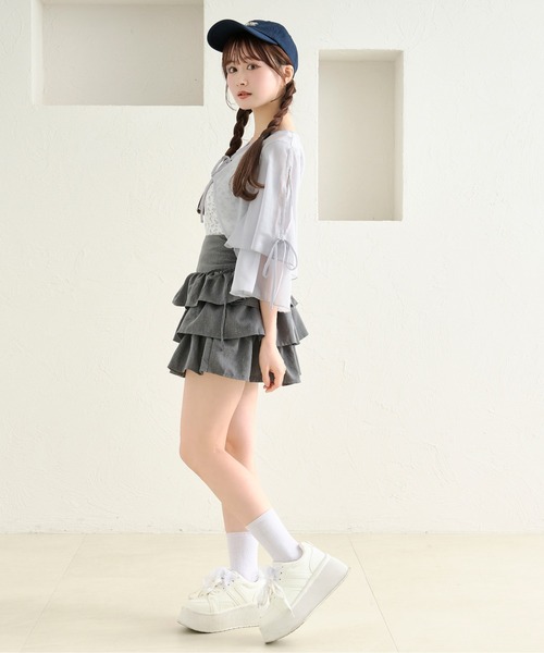 apres jour by あかちゃす（アプレジュールバイアカチャス）の「【あかちゃすコラボアイテム】シアーフリルボレロ（カーディガン/ボレロ・レディース・ホワイト/ライトブルー/ベビーピンク/ライトイエロー・X-LARGE/フリー）」の20枚目の写真