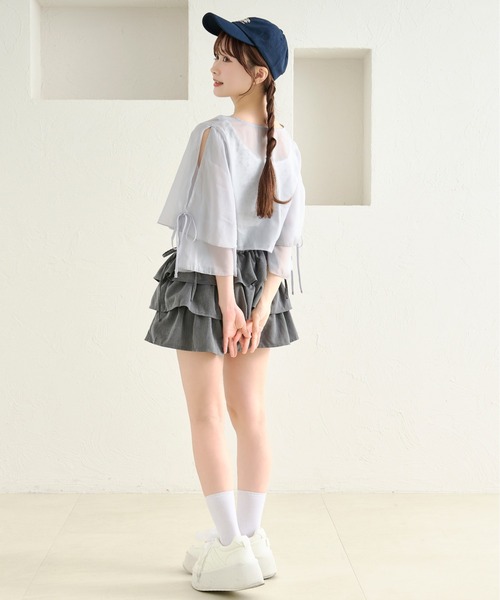 apres jour by あかちゃす（アプレジュールバイアカチャス）の「【あかちゃすコラボアイテム】シアーフリルボレロ（カーディガン/ボレロ・レディース・ホワイト/ライトブルー/ベビーピンク/ライトイエロー・X-LARGE/フリー）」の21枚目の写真