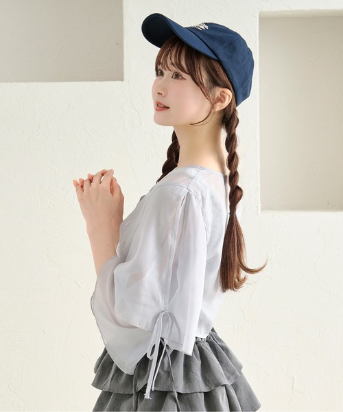 apres jour by あかちゃす（アプレジュールバイアカチャス）の「【あかちゃすコラボアイテム】シアーフリルボレロ（カーディガン/ボレロ・レディース・ホワイト/ライトブルー/ベビーピンク/ライトイエロー・X-LARGE/フリー）」の17枚目の写真