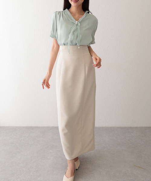 Lace Ladies(レースレディース)の「パール スカーフリング付き ボウタイ 半袖 ブラウス(シャツ/ブラウス・レディース・ピンク/ミント/アイボリー・M)」の9枚目の写真