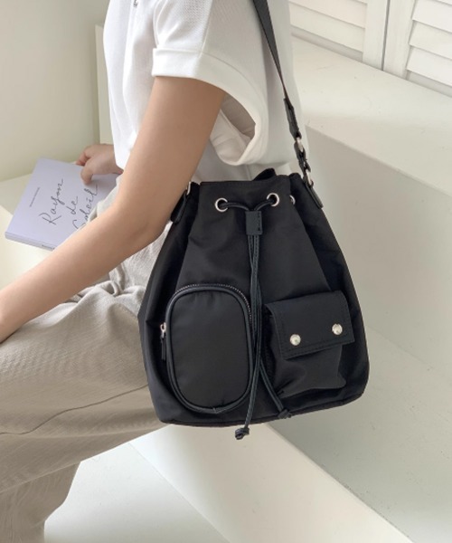 Miniministore(ミニミニストア)の「巾着ショルダーバッグ レディース 小さめ(ショルダーバッグ・レディース・アイボリー/ベージュ/グレー/カーキ/ブラック・FREE)」の9枚目の写真