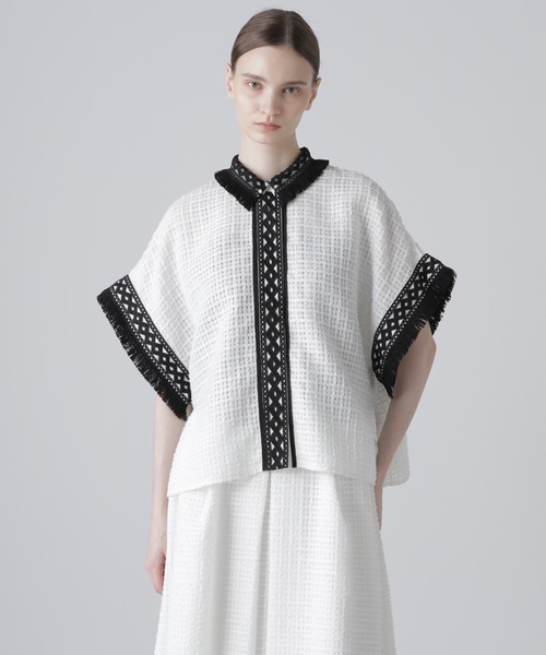ADORE(アドーア)の「レーシーメッシュブラウス(シャツ/ブラウス・レディース・ブラック/ホワイト・38)」の5枚目の写真